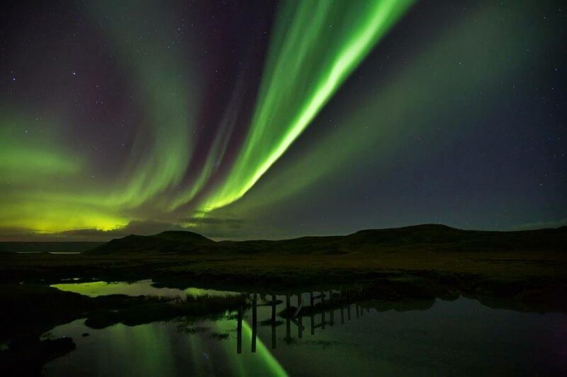 Winter horseriding and northern lights